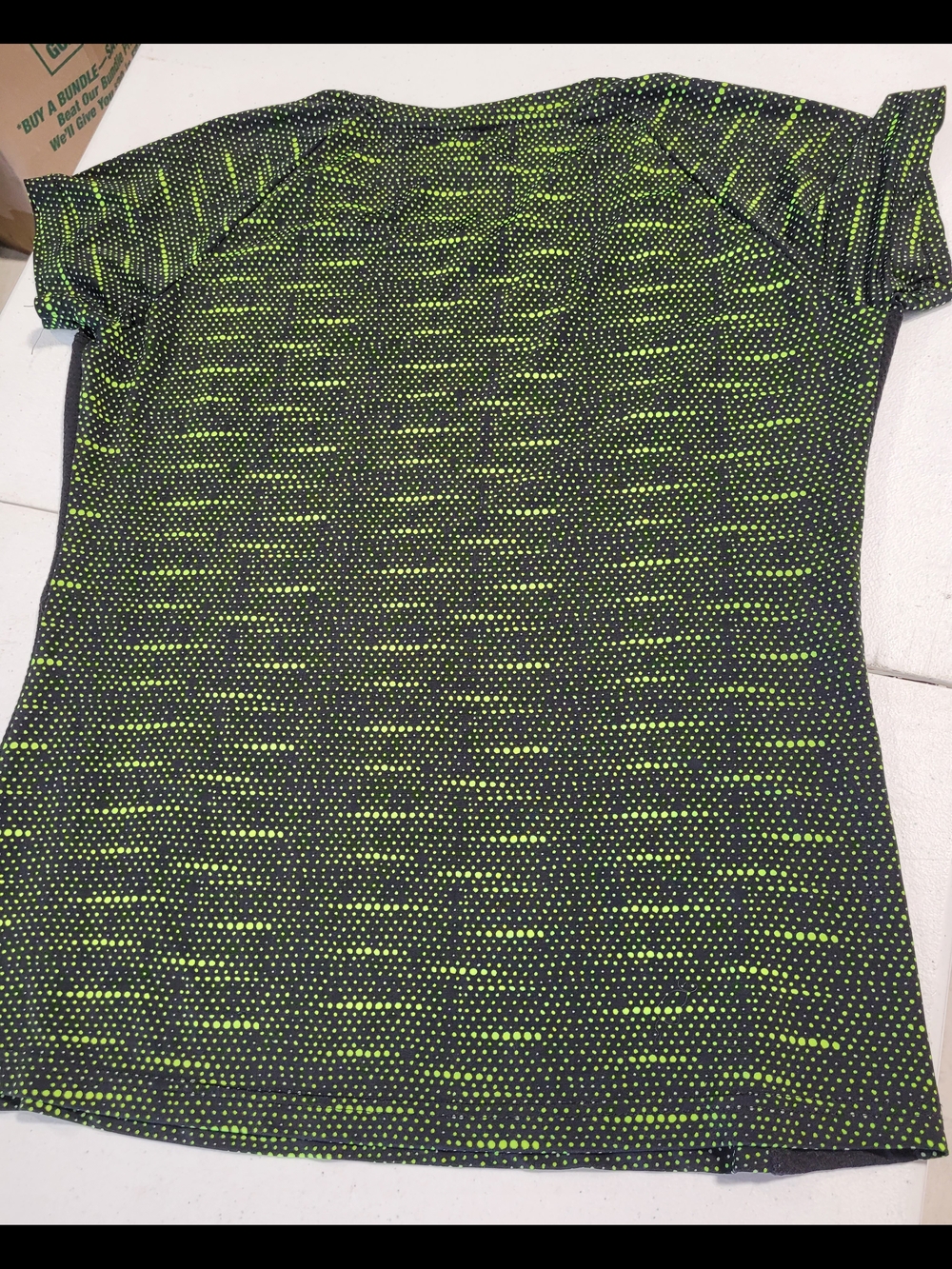 Game Time Women's Short Sleeve V-Neck Top - Black & Neon Green - Picture 3 of 3